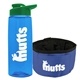a transparent blue bottle & green lid & blue bowl the parched pup - 26 oz transparent tritan(tm) bottle folding dog bowl