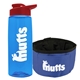 a transparent blue bottle & red lid & blue bowl the parched pup - 26 oz transparent tritan(tm) bottle folding dog bowl