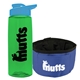 a transparent green bottle & cyan lid & blue bowl the parched pup - 26 oz transparent tritan(tm) bottle folding dog bowl