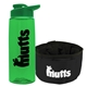 a transparent green bottle & green lid & black bowl the parched pup - 26 oz transparent tritan(tm) bottle folding dog bowl