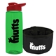 a transparent green bottle & red lid & black bowl the parched pup - 26 oz transparent tritan(tm) bottle folding dog bowl