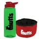 a transparent green bottle & red lid & red bowl the parched pup - 26 oz transparent tritan(tm) bottle folding dog bowl