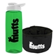 a transparent green bottle & white lid & black bowl the parched pup - 26 oz transparent tritan(tm) bottle folding dog bowl