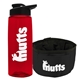 a transparent red bottle & black lid & black bowl the parched pup - 26 oz transparent tritan(tm) bottle folding dog bowl