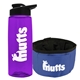 a transparent violet bottle & black lid & blue bowl the parched pup - 26 oz transparent tritan(tm) bottle folding dog bowl