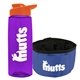 a transparent violet bottle & orange lid & blue bowl the parched pup - 26 oz transparent tritan(tm) bottle folding dog bowl