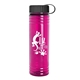 a black lid & transparent fuchsia bottle 24 oz slim fit water bottle with tethered lid