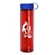 a blue lid & transparent red bottle 24 oz slim fit water bottle with tethered lid