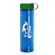 a green lid & transparent blue bottle 24 oz slim fit water bottle with tethered lid