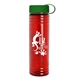 a green lid & transparent red bottle 24 oz slim fit water bottle with tethered lid