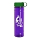 a green lid & transparent violet bottle 24 oz slim fit water bottle with tethered lid