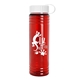 a white lid & transparent red bottle 24 oz slim fit water bottle with tethered lid