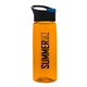 a black with blue flip tab lid & transparent orange bottle the flair - 26 oz transparent tritan(tm) bottle with pop - up lid