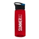 a black with blue flip tab lid & transparent red bottle the flair - 26 oz transparent tritan(tm) bottle with pop - up lid