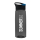 a black with blue flip tab lid & transparent smoke bottle the flair - 26 oz transparent tritan(tm) bottle with pop - up lid