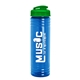 a translucent green lid & transparent blue bottle 24 oz slim fit water bottle with flip lid