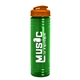 a translucent orange lid & transparent green bottle 24 oz slim fit water bottle with flip lid