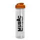 aerial view a translucent orange lid & clear bottle 24 oz slim fit water bottle with flip lid, image 1 of 2