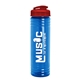 a translucent red lid & transparent blue bottle 24 oz slim fit water bottle with flip lid