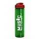 a translucent red lid & transparent green bottle 24 oz slim fit water bottle with flip lid