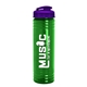 a translucent violet lid & transparent green bottle 24 oz slim fit water bottle with flip lid