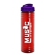 a translucent violet lid & transparent red bottle 24 oz slim fit water bottle with flip lid