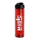 aerial view a black lid & transparent red bottle 24 oz slim fit water bottle with flip lid, image 1 of 2