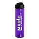 aerial view a black lid & transparent violet bottle 24 oz slim fit water bottle with flip lid, image 1 of 2