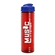 a royal blue lid & transparent red bottle 24 oz slim fit water bottle with flip lid