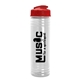 aerial view a red lid & clear bottle 24 oz slim fit water bottle with flip lid, image 1 of 2