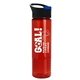 a black with blue flip tab lid & transparent-red bottle the wave - 24 oz tritan(tm) bottle with pop - up lid