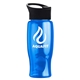 a black lid & blue bottle poly - pure - 27 oz transparent bottle with pop - up lid