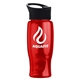 a black lid & red bottle poly - pure - 27 oz transparent bottle with pop - up lid