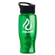 a black lid & green bottle poly - pure - 27 oz transparent bottle with pop - up lid