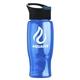 a black with blue flip tab lid & blue bottle poly - pure - 27 oz transparent bottle with pop - up lid