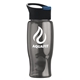 a black with blue flip tab lid & smoke bottle poly - pure - 27 oz transparent bottle with pop - up lid