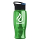 a black with blue flip tab lid & green bottle poly - pure - 27 oz transparent bottle with pop - up lid