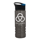 a black with blue flip tab lid & transparent smoke bottle salute - 24 oz bottle with pop - up sip lid