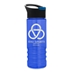 a black with blue flip tab lid & transparent blue bottle salute - 24 oz bottle with pop - up sip lid