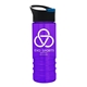 a black with blue flip tab lid & transparent violet bottle salute - 24 oz bottle with pop - up sip lid
