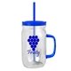 aerial view a group of 27 oz tritan(tm) clear mason jar with translucent colored handle, lid and straw, image 1 of 7