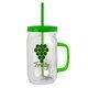 aerial view a group of 27 oz tritan(tm) clear mason jar with translucent colored handle, lid and straw, image 2 of 7