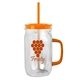 aerial view a group of 27 oz tritan(tm) clear mason jar with translucent colored handle, lid and straw, image 3 of 7