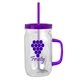 aerial view a group of 27 oz tritan(tm) clear mason jar with translucent colored handle, lid and straw, image 5 of 7