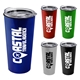 a group of the explorer - 18 oz plastic travel tumbler with clear slide lid - metallic color finished
