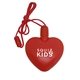 a red heart shaped bubbles with breakaway neck cord