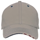 a khaki structured patriotic cap with flag design
