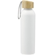 aerial view a white ryze aluminum sports water bottle 22 oz with fsc(r) bamboo lid, image 1 of 4