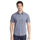 aerial view a untuckit navy mens untuckit petrus wrinkle - free short sleeve button up shirt, image 1 of 5