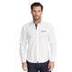 aerial view a white mens untuckit las cases special wrinkle - free long sleeve button up shirt, image 1 of 5